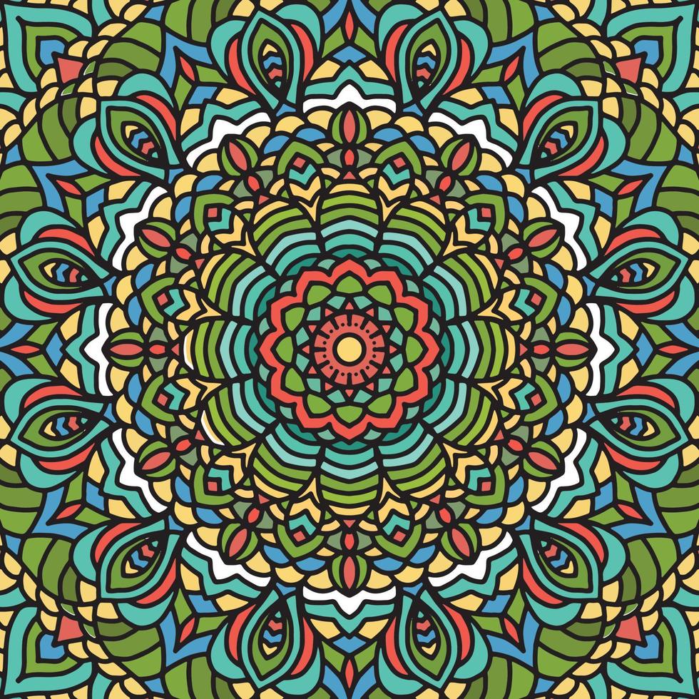 fondo de mandala colorido, adornos redondos decorativos. forma de flor inusual. vector oriental, patrones de terapia antiestrés. elementos de diseño de tejido,