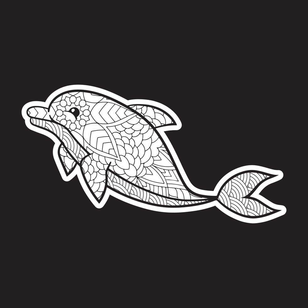 Dolphin Vintage decorative elements with mandalas. Hand drawn Dolphin