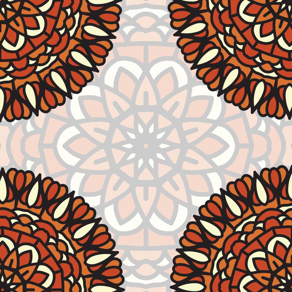 fondo de mandala colorido, adornos redondos decorativos. forma de flor inusual. vector oriental, patrones de terapia antiestrés. elementos de diseño de tejido,