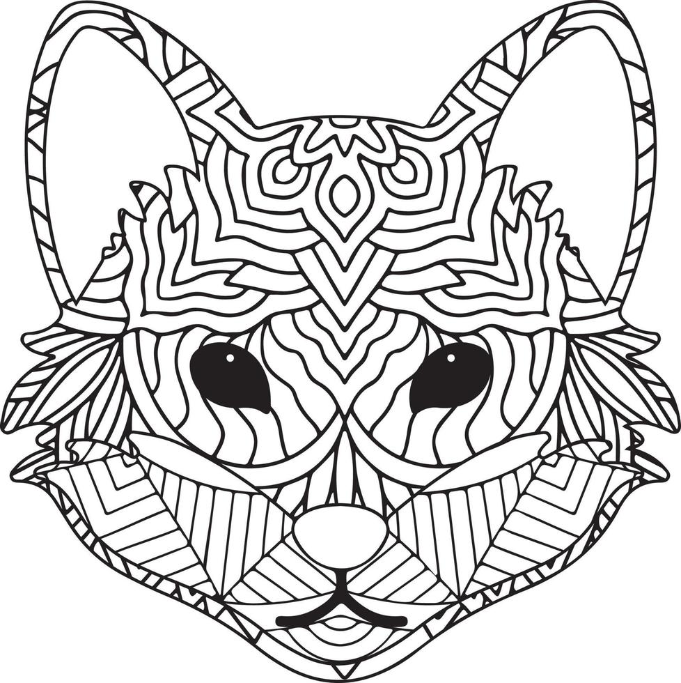 Fox mandala coloring page vector