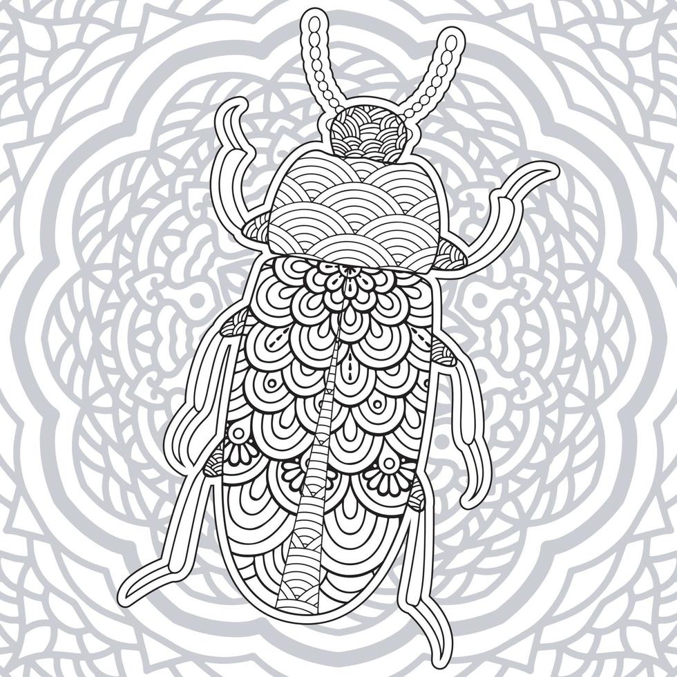 Insect Mandala coloring pages. vector