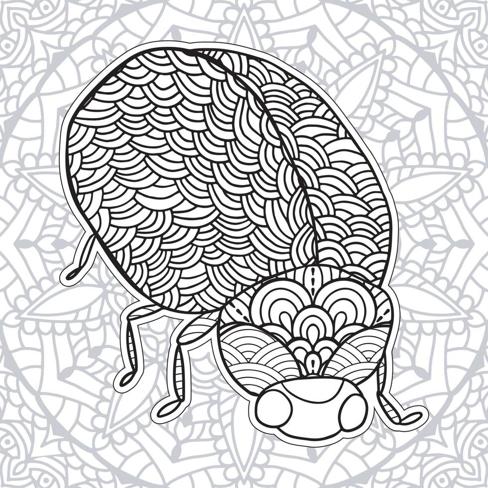 Insect Mandala coloring pages. vector