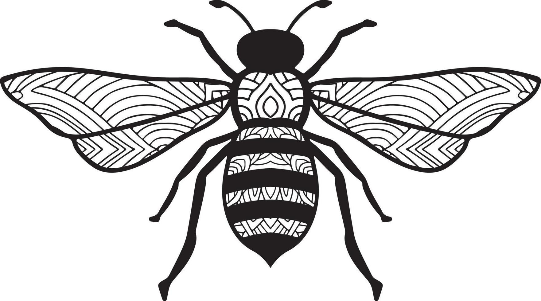 Bee mandala coloring page vector