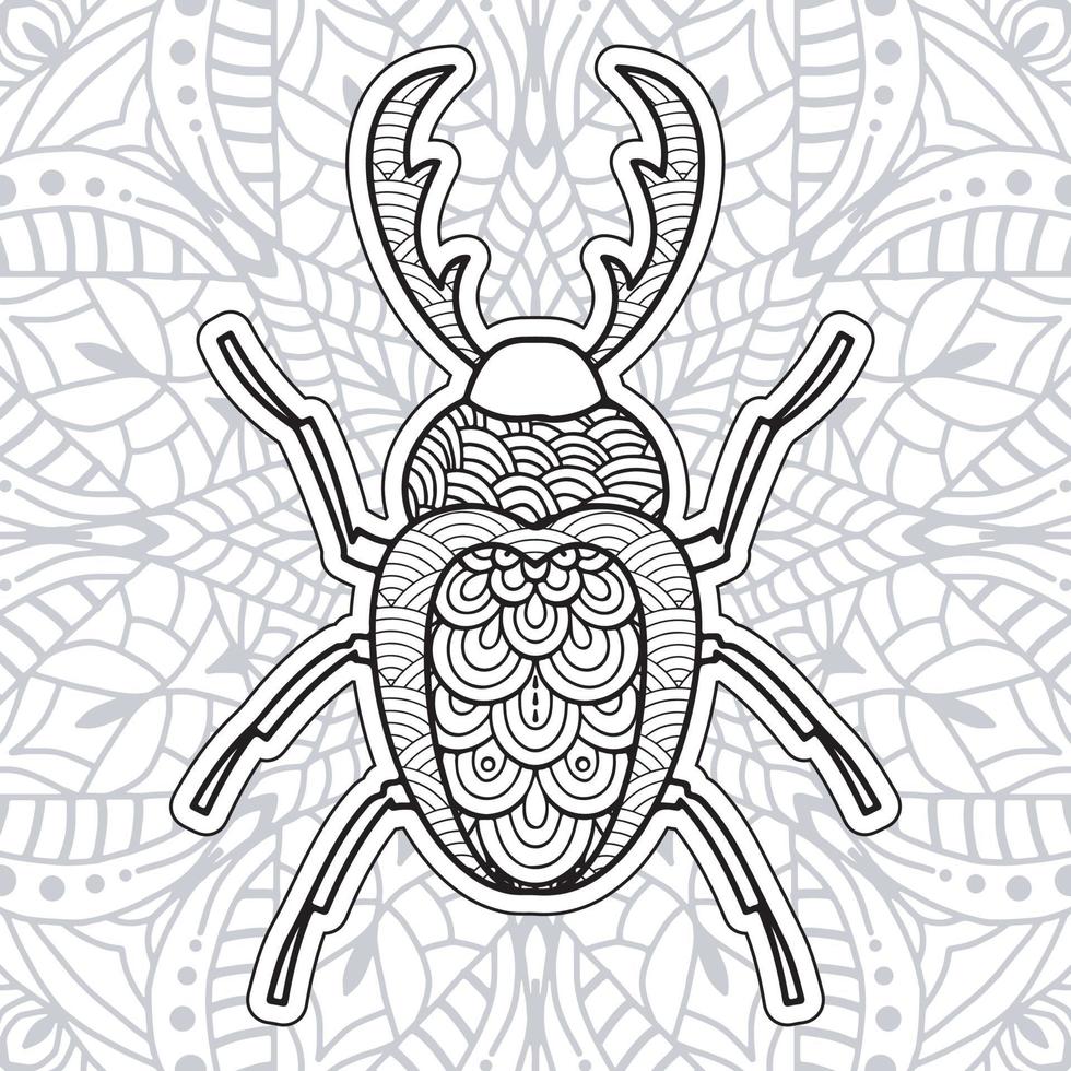 Insect Mandala coloring pages. vector