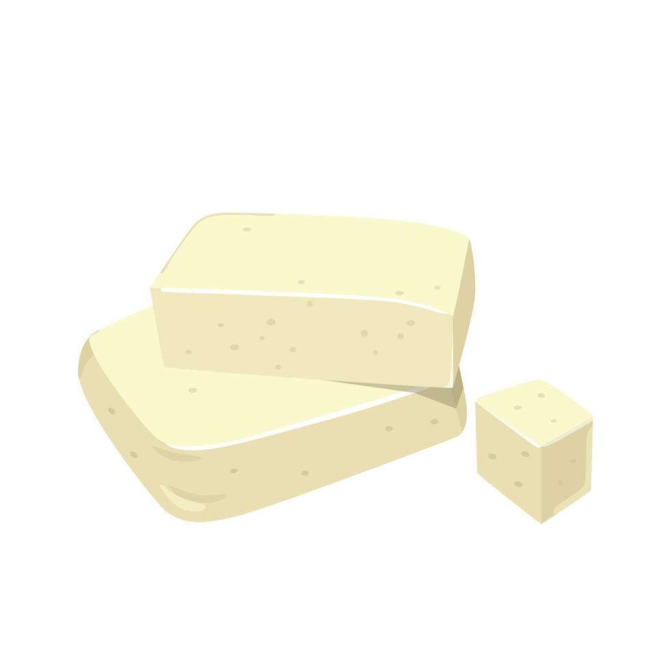 Flat vector of Tofu or Bean curd isolated on white background. Flat illustration graphic icon