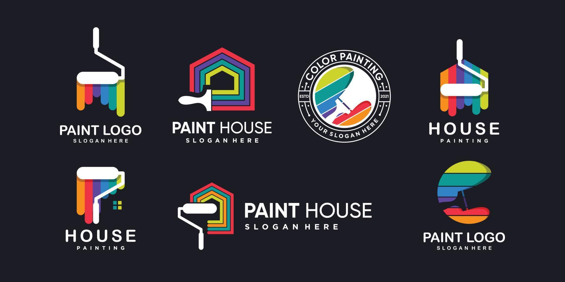 colección de logotipos de pintura con vector premium de concepto abstracto creativo moderno