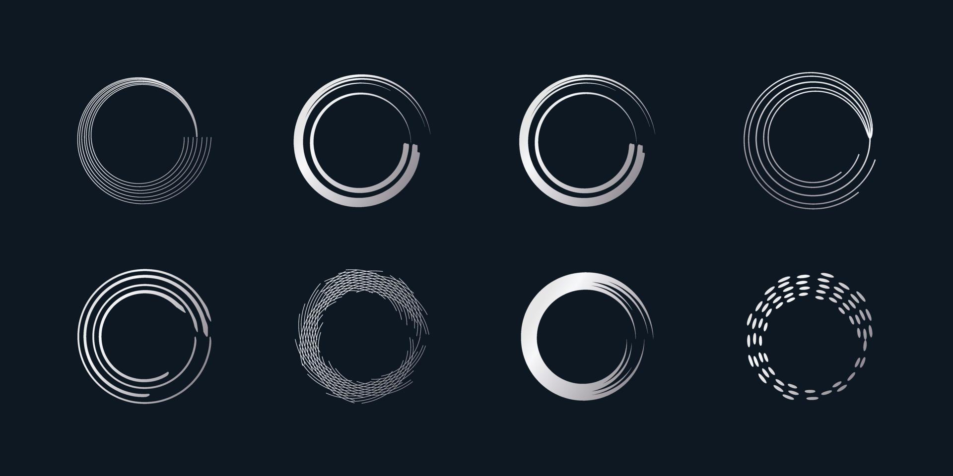 Circle brush element vector with creative silver shape Premium Vector part 3