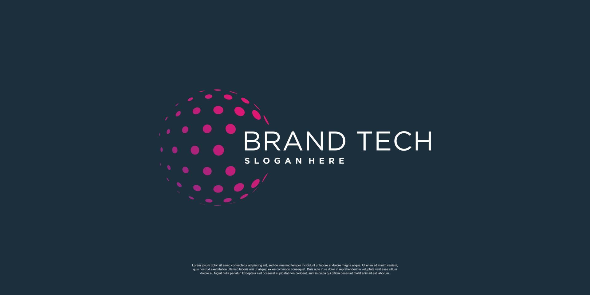Globe logo with technology concept Premium Vector