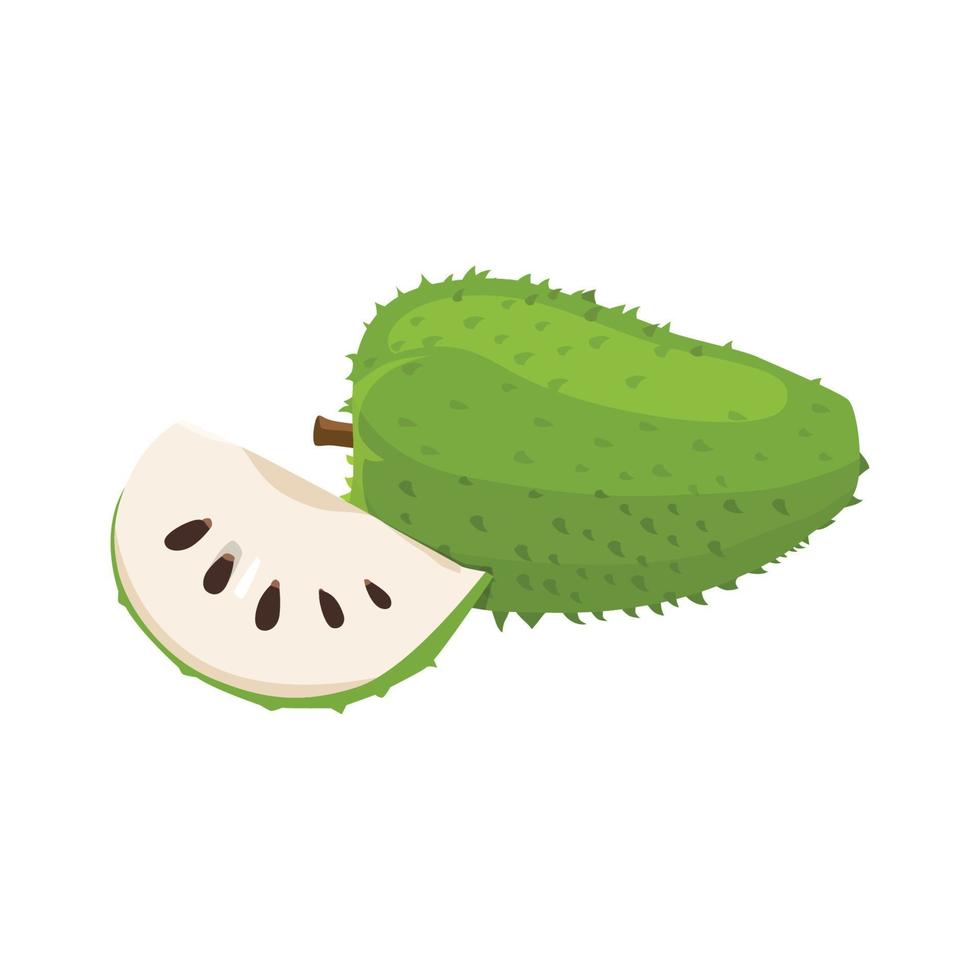 vector plano de fruta de guanábana aislado sobre fondo blanco. icono gráfico de ilustración plana