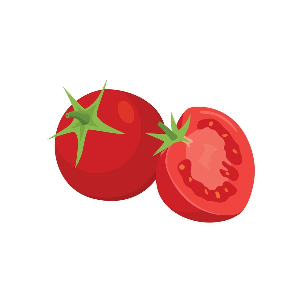 Flat vector of cherry tomato isolated on white background. Flat illustration graphic icon