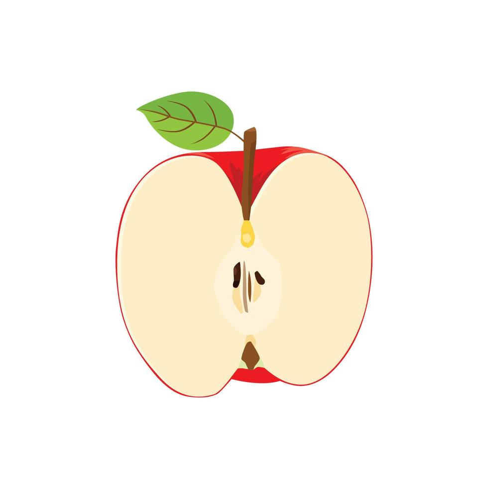 vector plano de manzana roja medio cortada aislada sobre fondo blanco. icono gráfico de ilustración plana