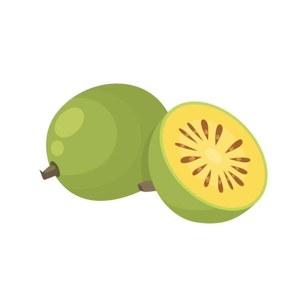 vector plano de manzana de madera, fruta de bola aislada en fondo blanco. icono gráfico de ilustración plana