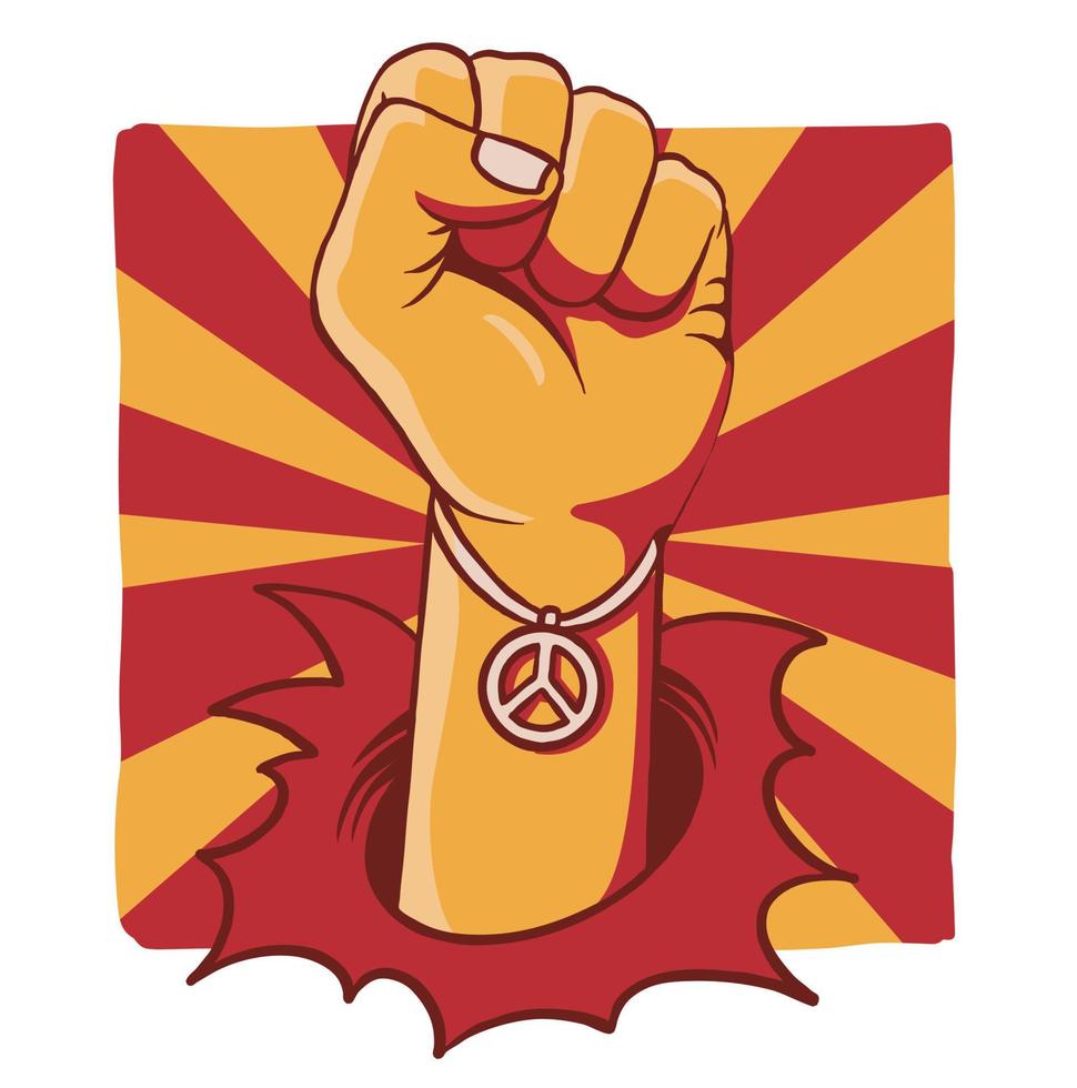 Hand fist protester propaganda poster style illustration vector