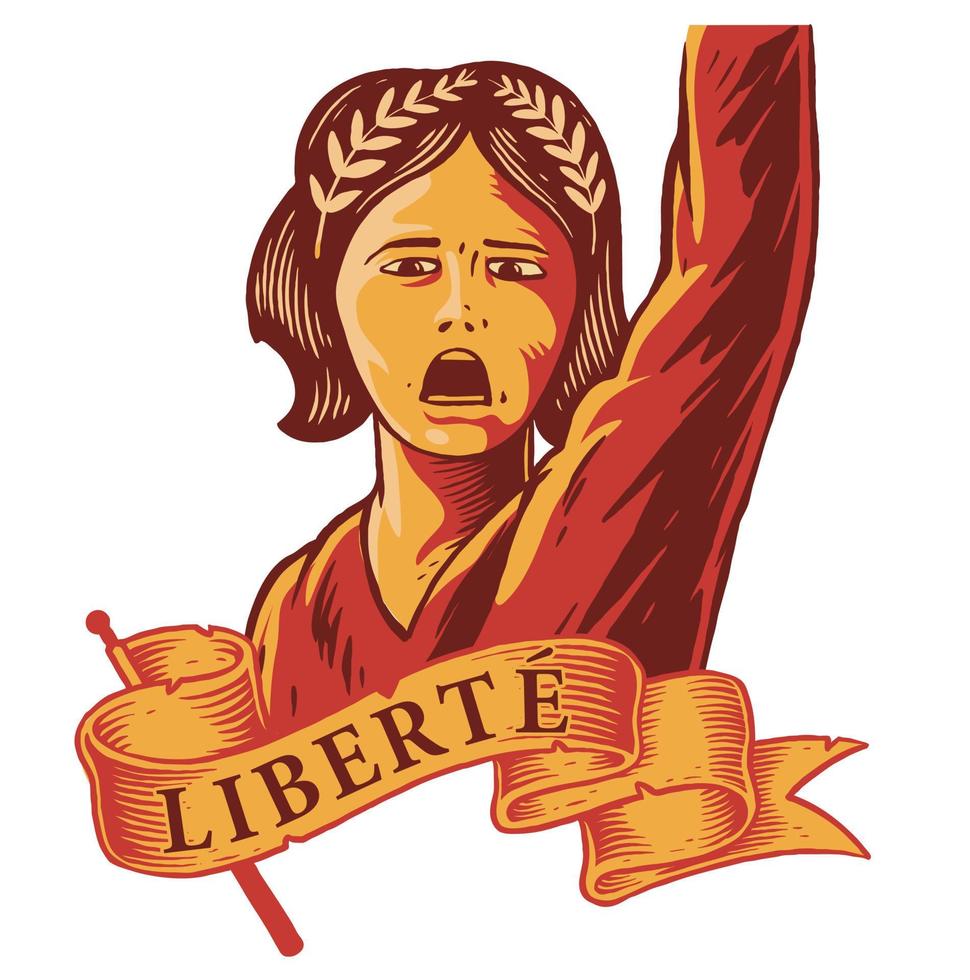 Woman protester propaganda style illustration vector