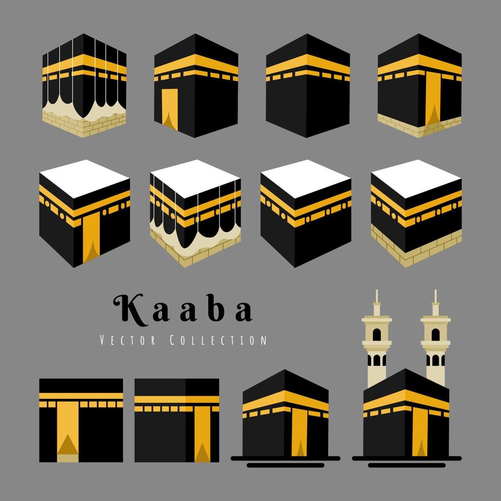 Kaaba flat illustration clipart collection vector