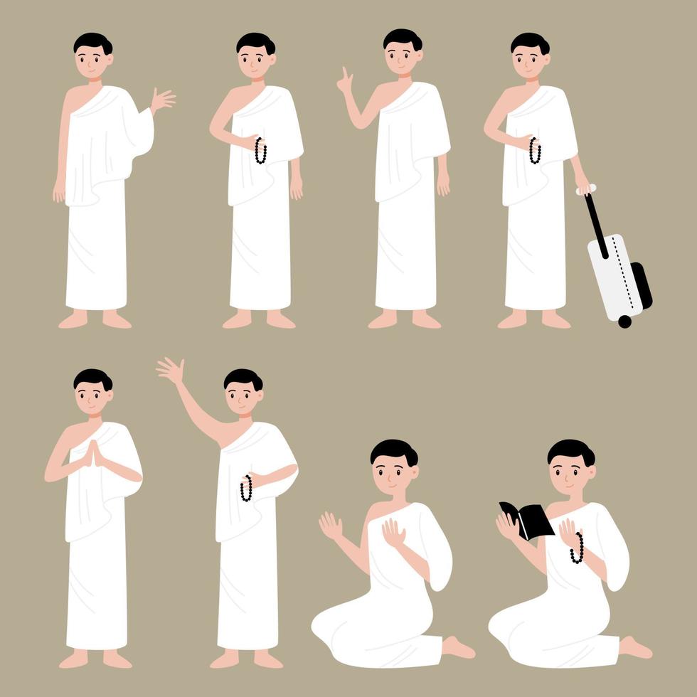pilgrimage cartoon character flat vector
