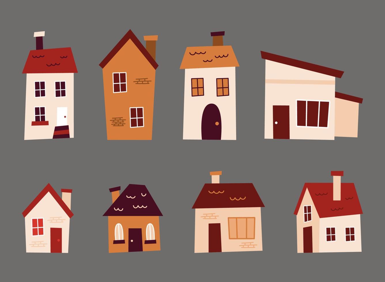 hand drawn house vector flat collection