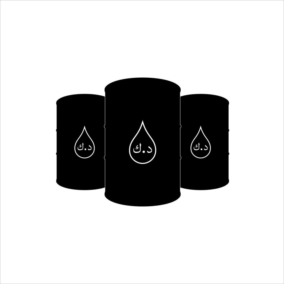 Kuwait Oil with Kuwait Currency, Kuwaiti Dinar Icon-Symbol for Logo or Graphic Design Element. Kuwait Oil in the drum Vector Illustration