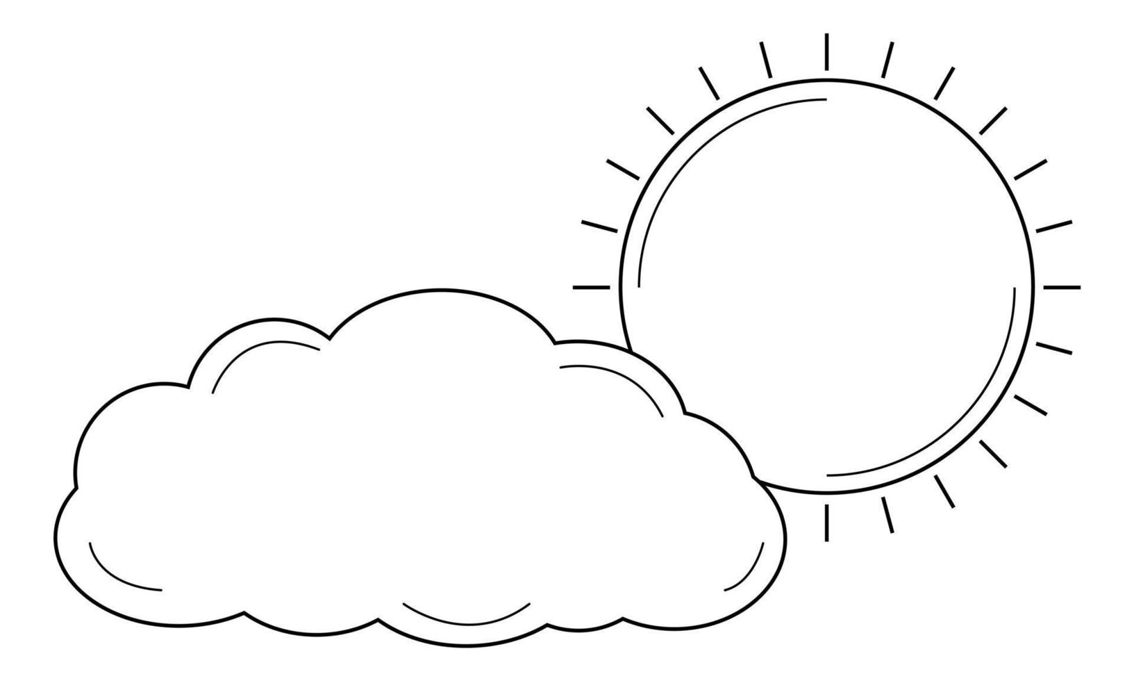 Hand drawn sun coming out from behind a cloud. Abstract image of uplifting mood. Doodle style. Sketch. Vector illustration