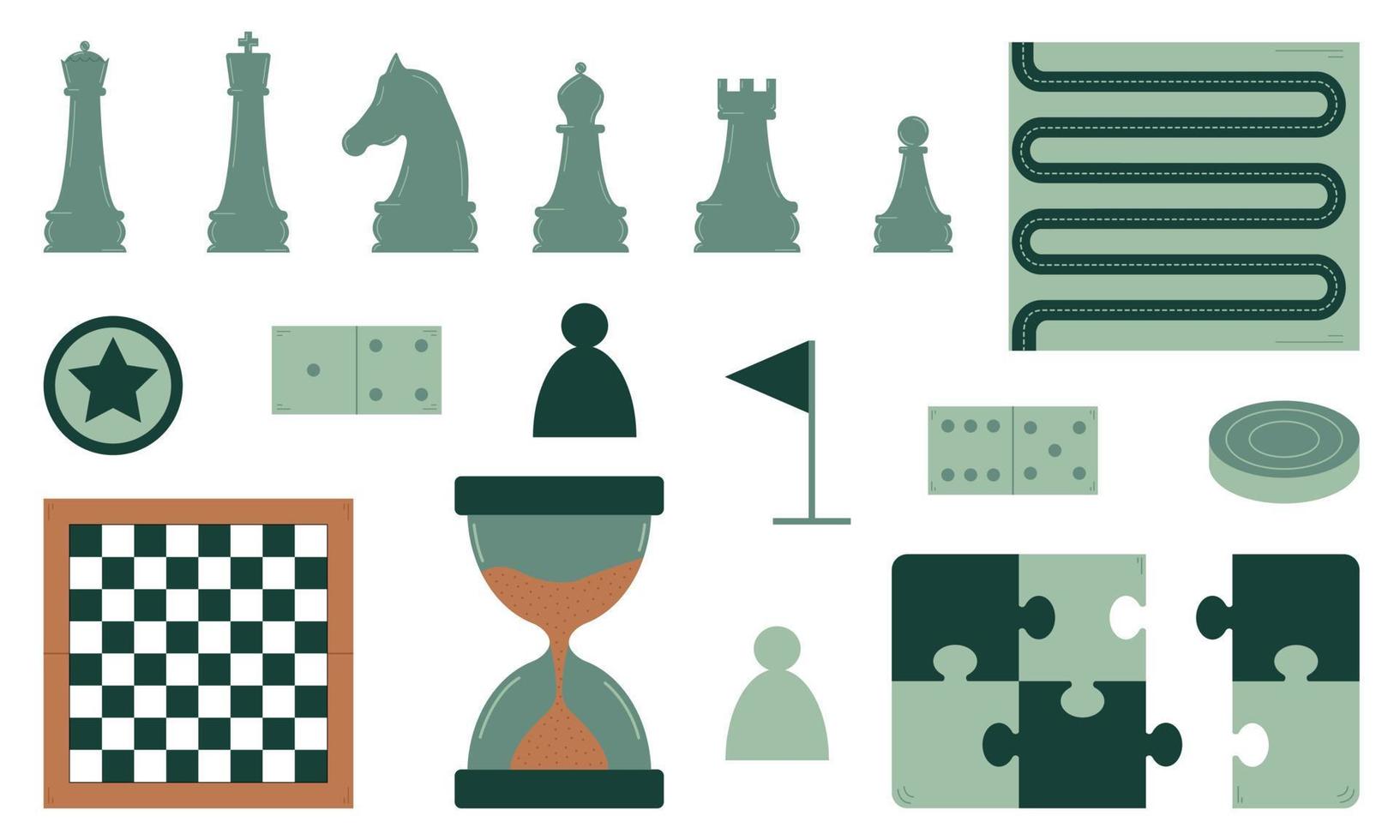 Set of board games. Games for the development of children. Flat style. Vector illustration