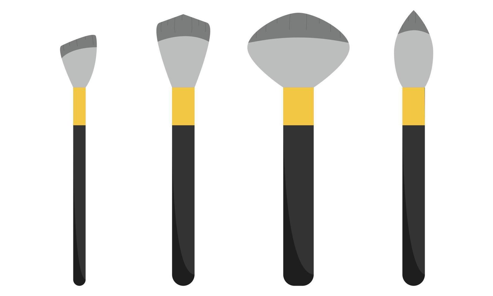 Set of brushes for applying makeup. Tools for cosmetics. Flat style. Vector illustration