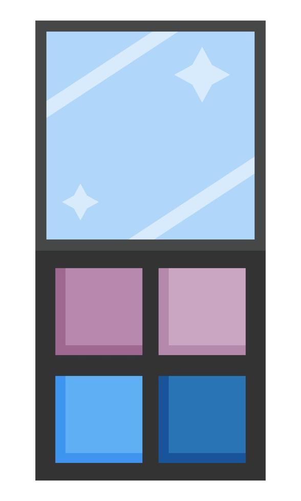 Cosmetic palette of shadows. Means for applying to the eyelids. Flat style. Vector illustration