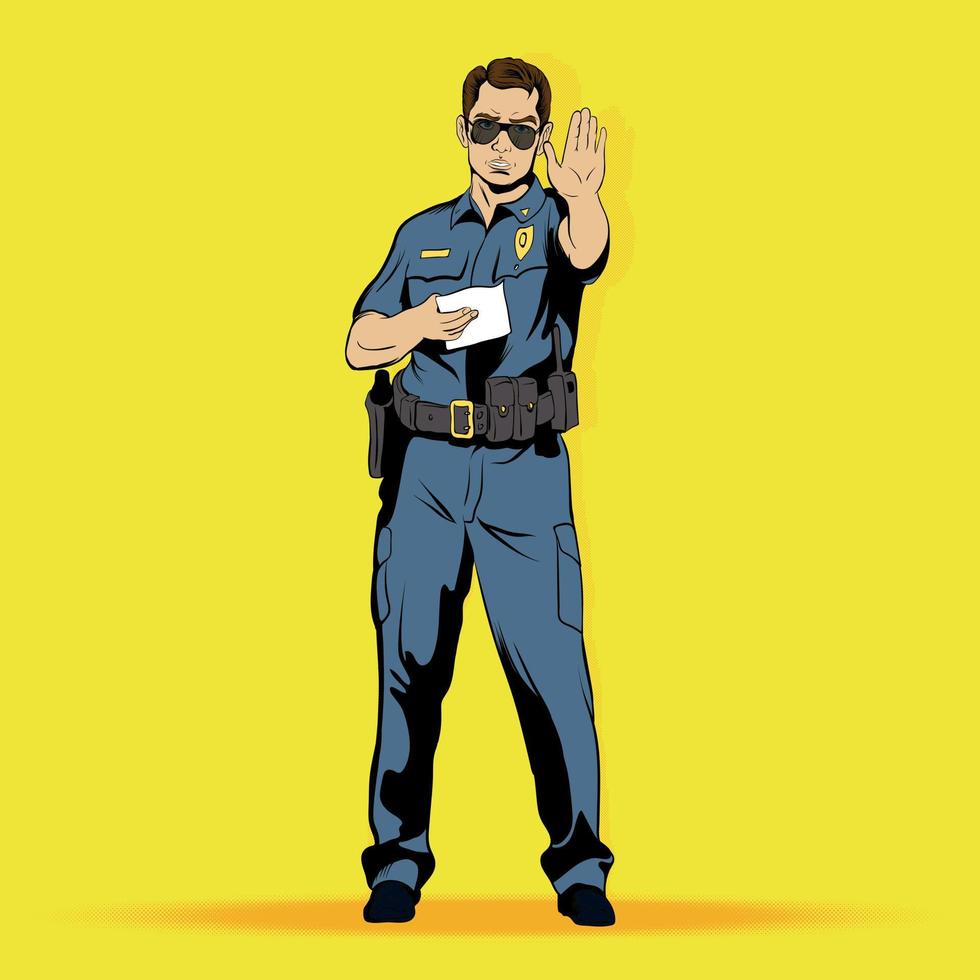 Police officer comics character vector