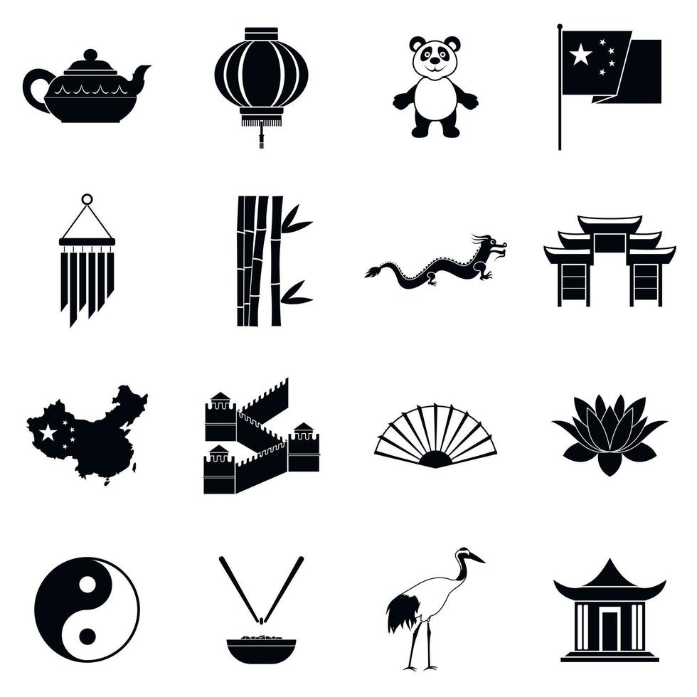 China black simple icons vector