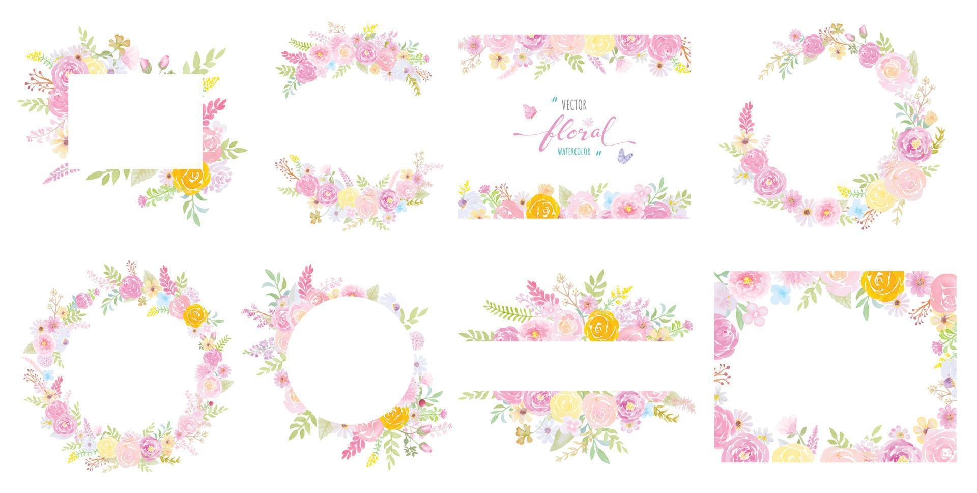 acuarela pintada a mano ilustración hermosa rosa flor botánica hoja y colección de mariposas para amor boda día de san valentín o arreglo diseño de invitación tarjeta de felicitación vector