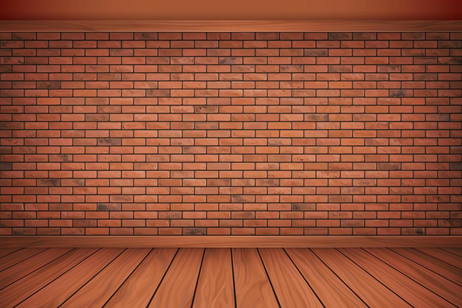 Vector Illustration beautiful brown block brick wall and Wood Floor vintage alignment Texture Pattern Background