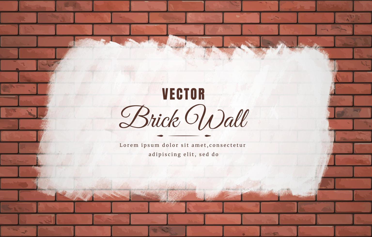 White brush stroke on brown block brick wall pattern texture background vector