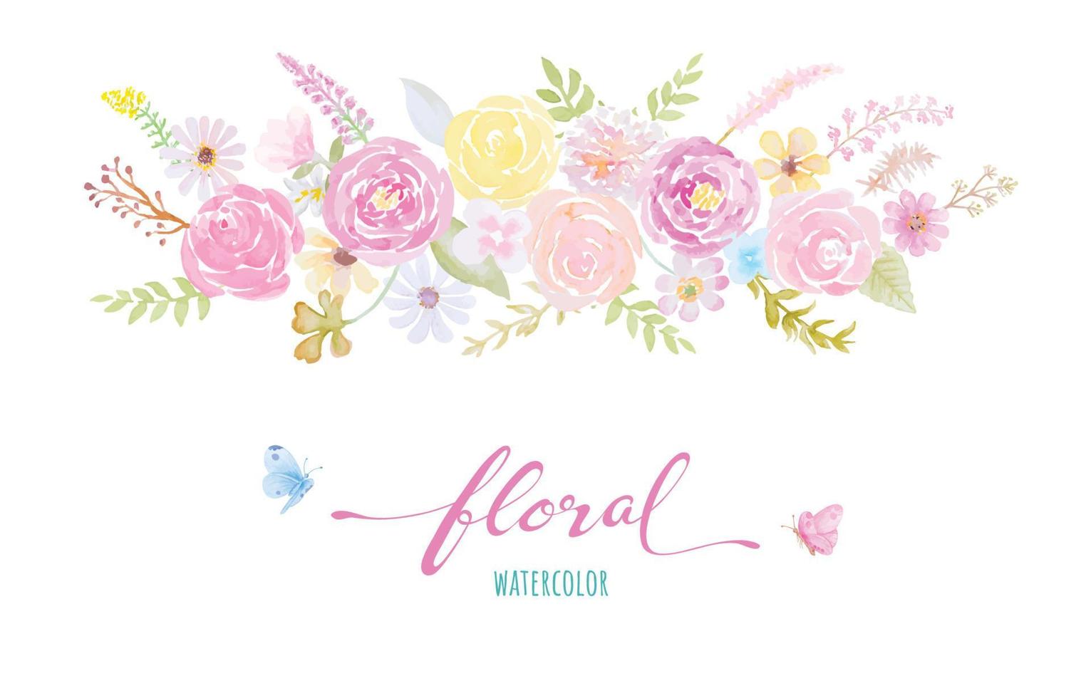 acuarela pintada a mano ilustración hermosa rosa flor botánica hoja y mariposa para amor boda día de san valentín o arreglo diseño de invitación tarjeta de felicitación vector