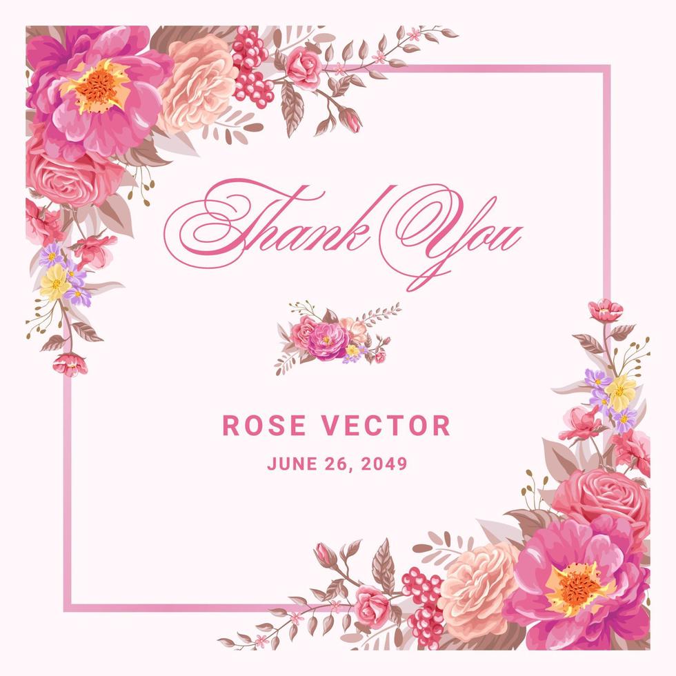 Beautiful Rose Flower and botanical leaf digital painted illustration for love wedding valentines day or arrangement invitation design greeting card vector