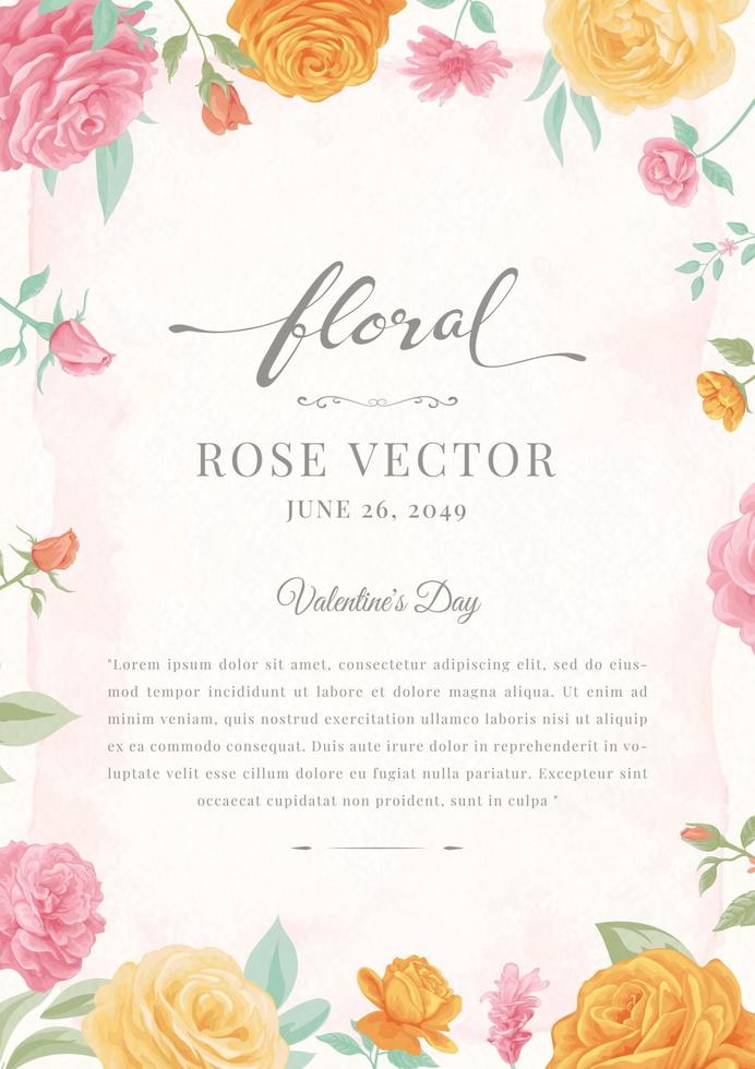 hermosa rosa flor y hoja botánica ilustración digital pintada para amor boda día de san valentín o arreglo invitación diseño tarjeta de felicitación vector