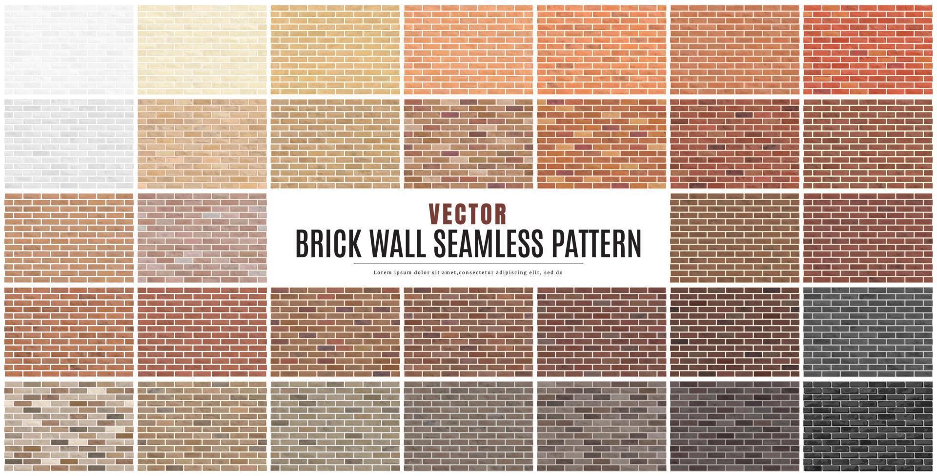 Block brick wall seamless pattern collection set texture background vector