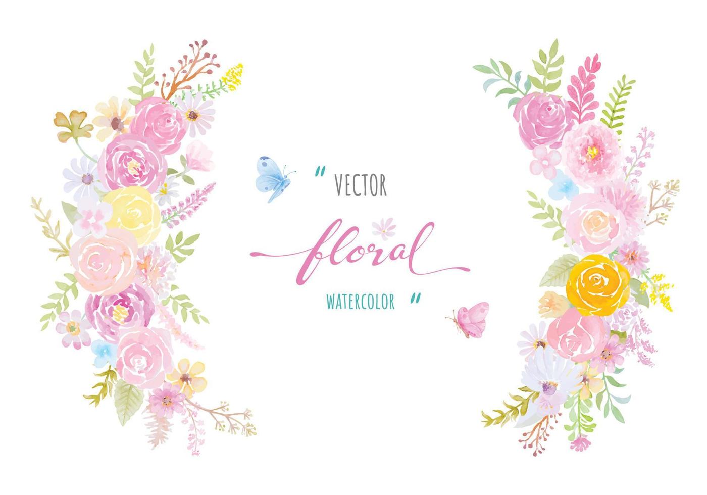 acuarela pintada a mano ilustración hermosa rosa flor botánica hoja y mariposa para amor boda día de san valentín o arreglo diseño de invitación tarjeta de felicitación vector