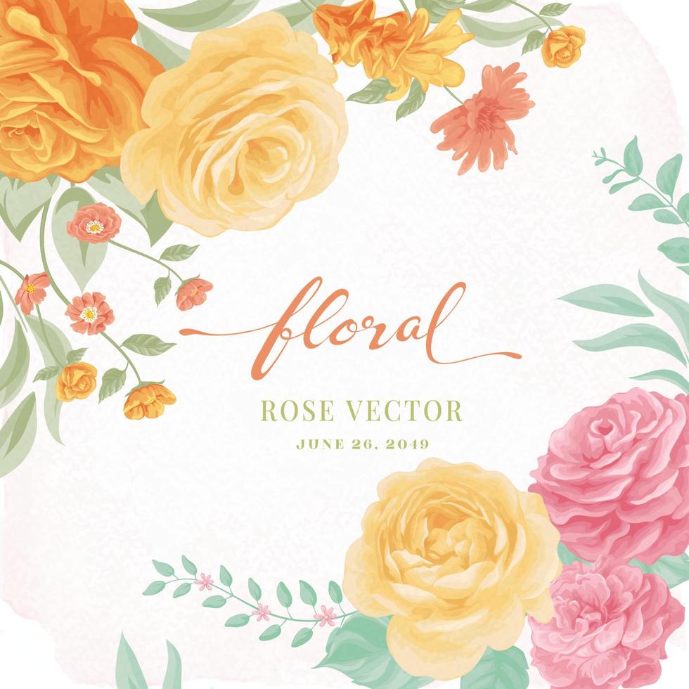 hermosa rosa flor y hoja botánica ilustración digital pintada para amor boda día de san valentín o arreglo invitación diseño tarjeta de felicitación vector