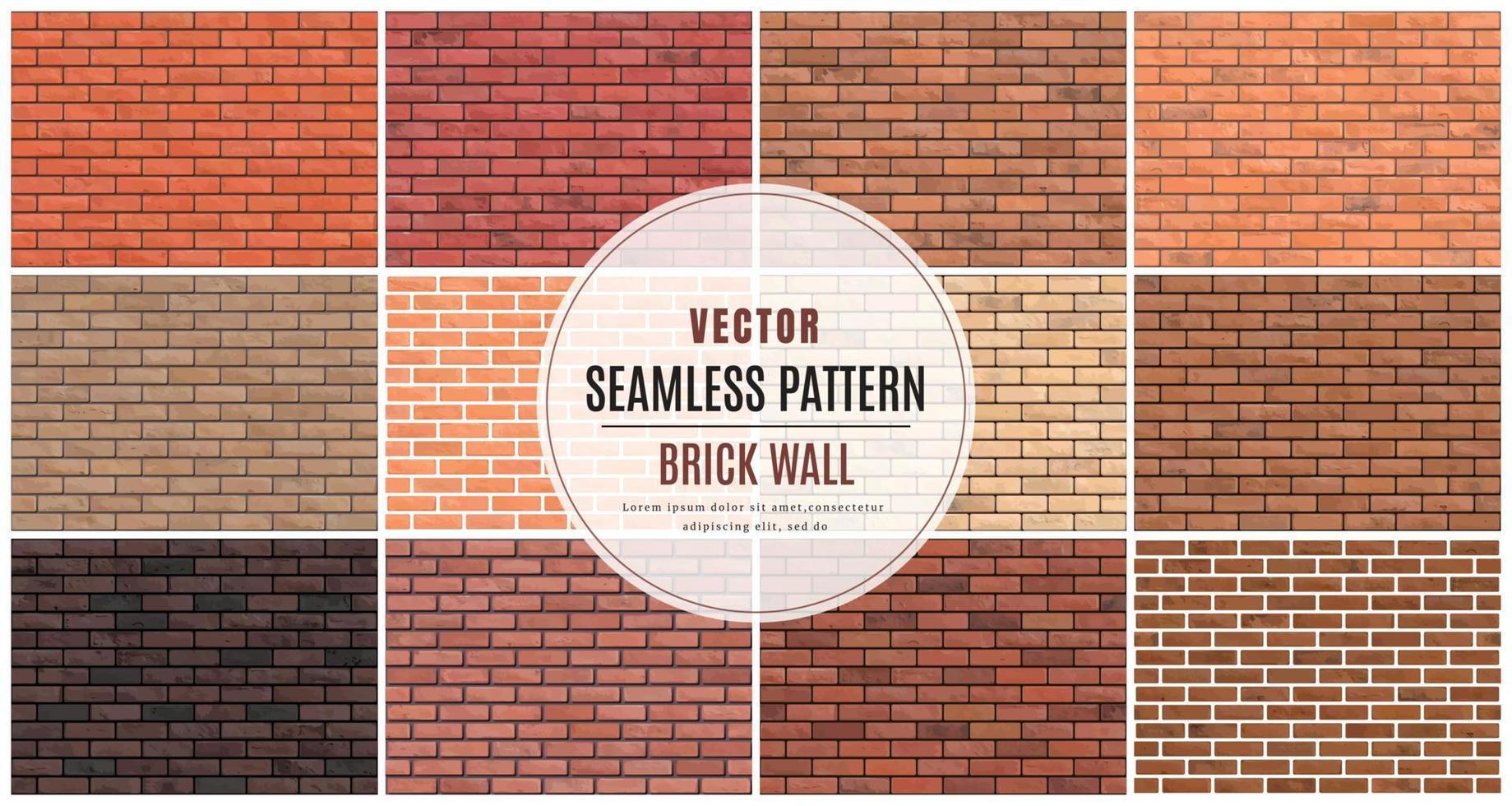 Block brick wall seamless pattern collection set texture background vector