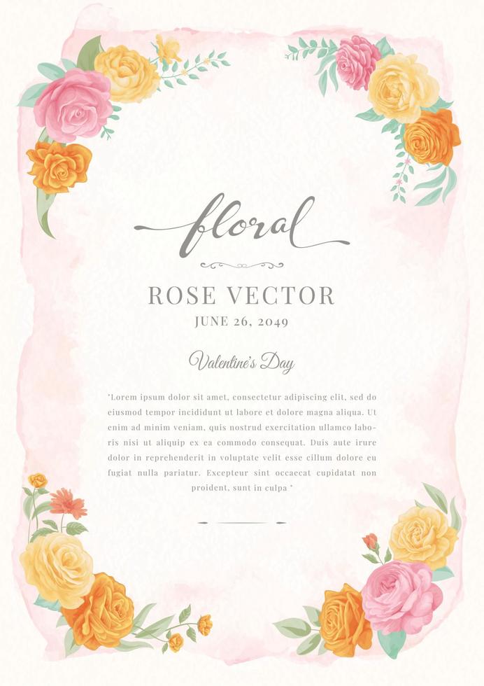 hermosa rosa flor y hoja botánica ilustración digital pintada para amor boda día de san valentín o arreglo invitación diseño tarjeta de felicitación vector