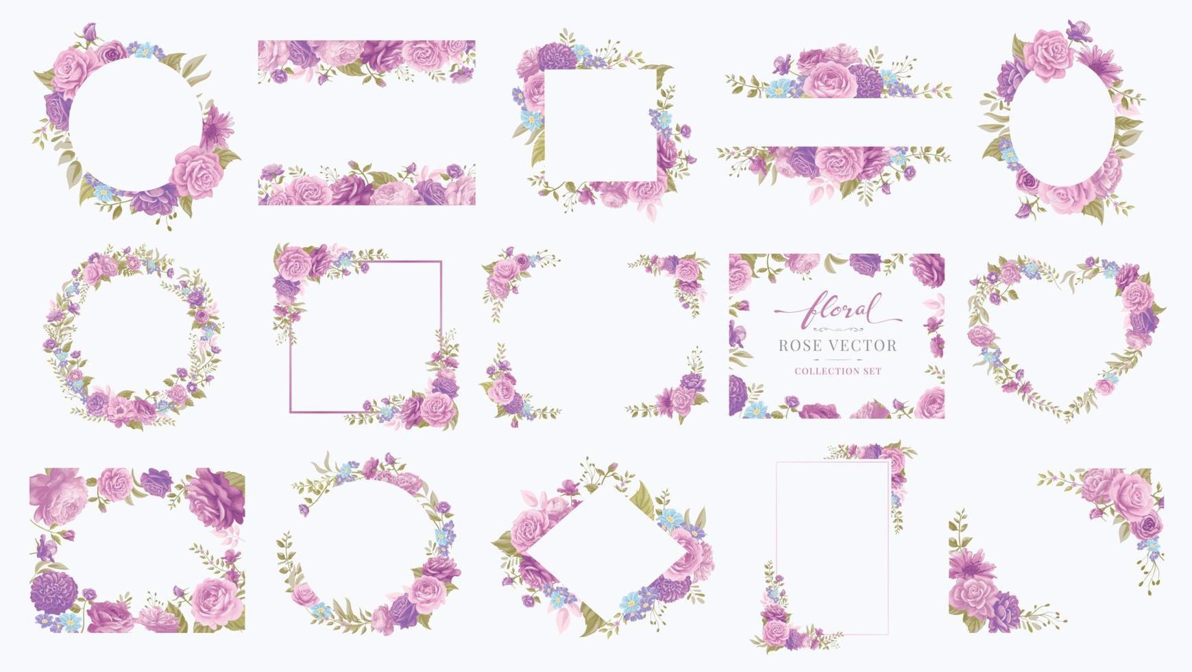 colección conjunto hermosa rosa flor y hoja botánica ilustración digital pintada para amor boda día de san valentín o arreglo invitación diseño tarjeta de felicitación vector