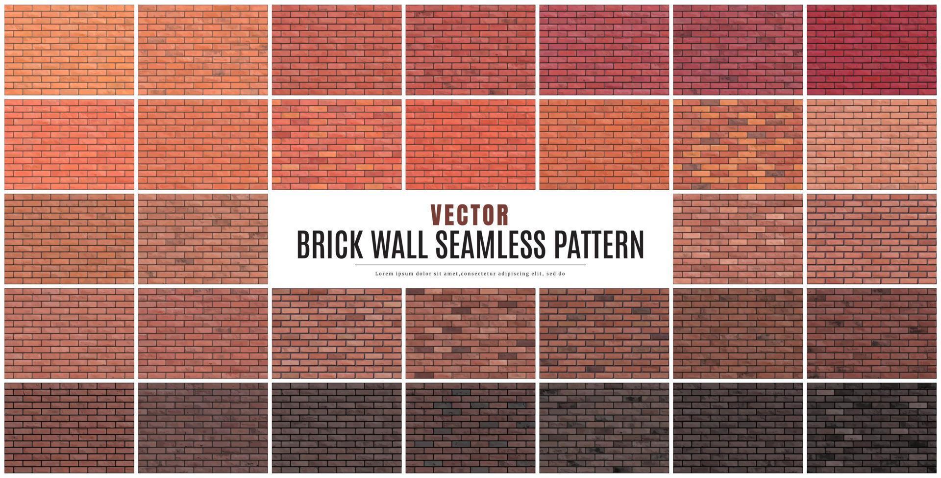 Block brick wall seamless pattern collection set texture background. vector