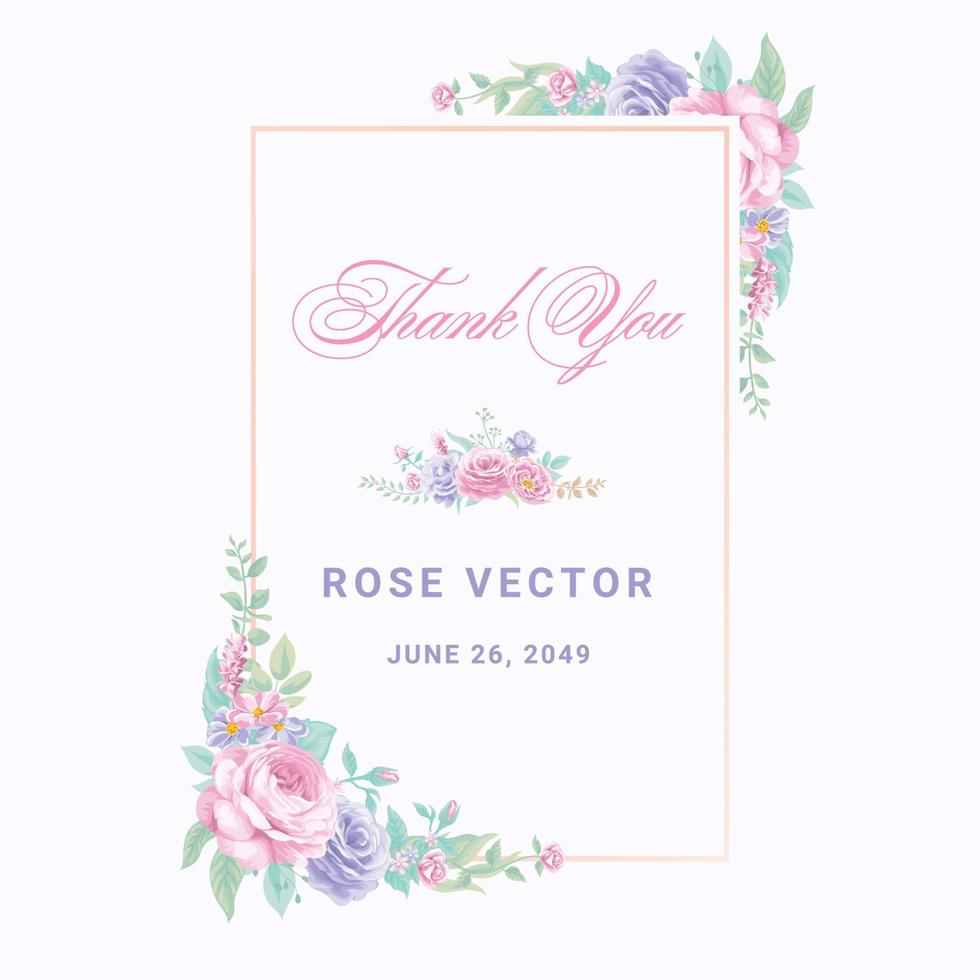 Rose Flower and botanical leaf digital painted illustration vector