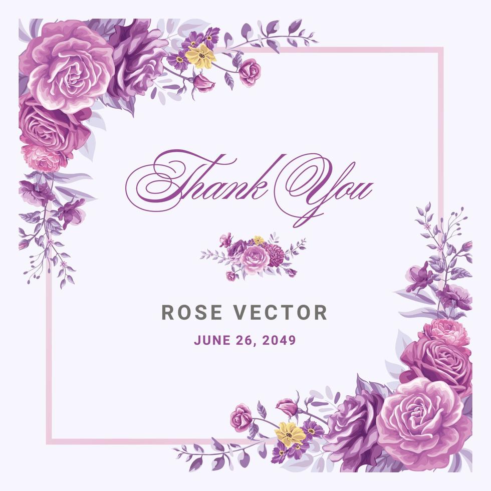 Rose Flower and botanical leaf digital painted illustration vector