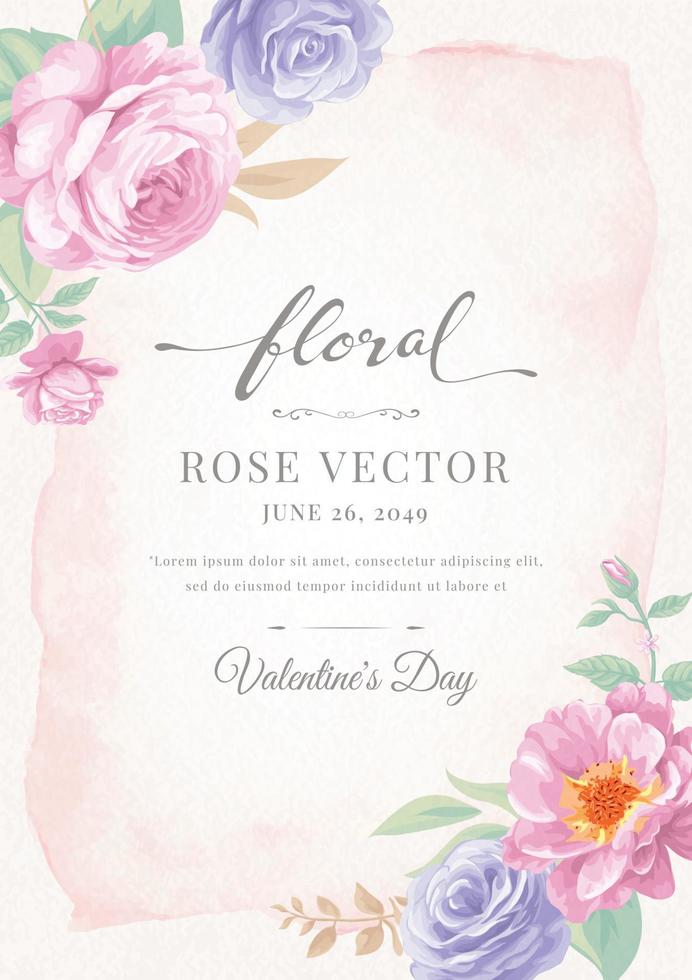 hermosa rosa flor y hoja botánica ilustración digital pintada para amor boda día de san valentín o arreglo invitación diseño tarjeta de felicitación vector