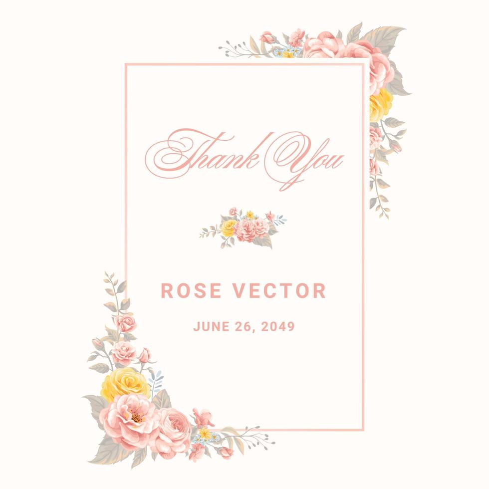 Beautiful Rose Flower and botanical leaf digital painted illustration for love wedding valentines day or arrangement invitation design greeting card vector