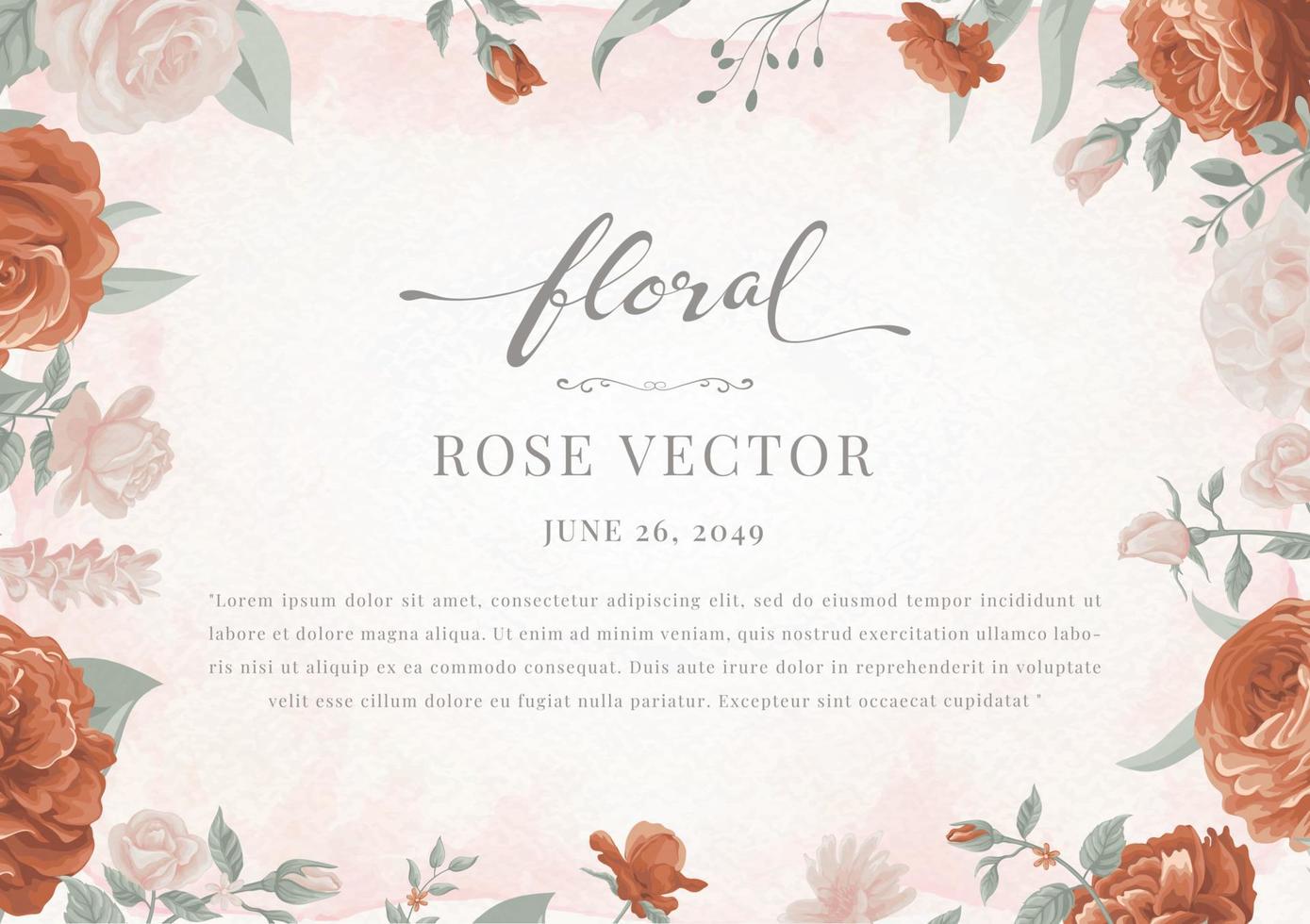 hermosa rosa flor y hoja botánica ilustración digital pintada para amor boda día de san valentín o arreglo invitación diseño tarjeta de felicitación vector