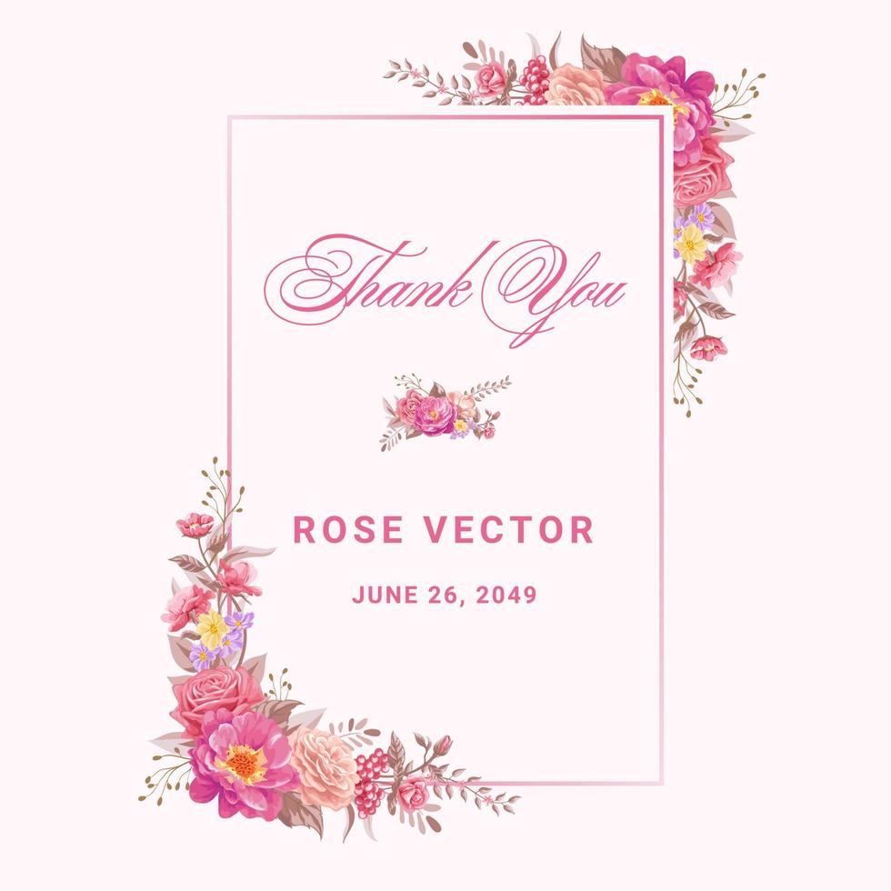 Beautiful Rose Flower and botanical leaf digital painted illustration for love wedding valentines day or arrangement invitation design greeting card vector