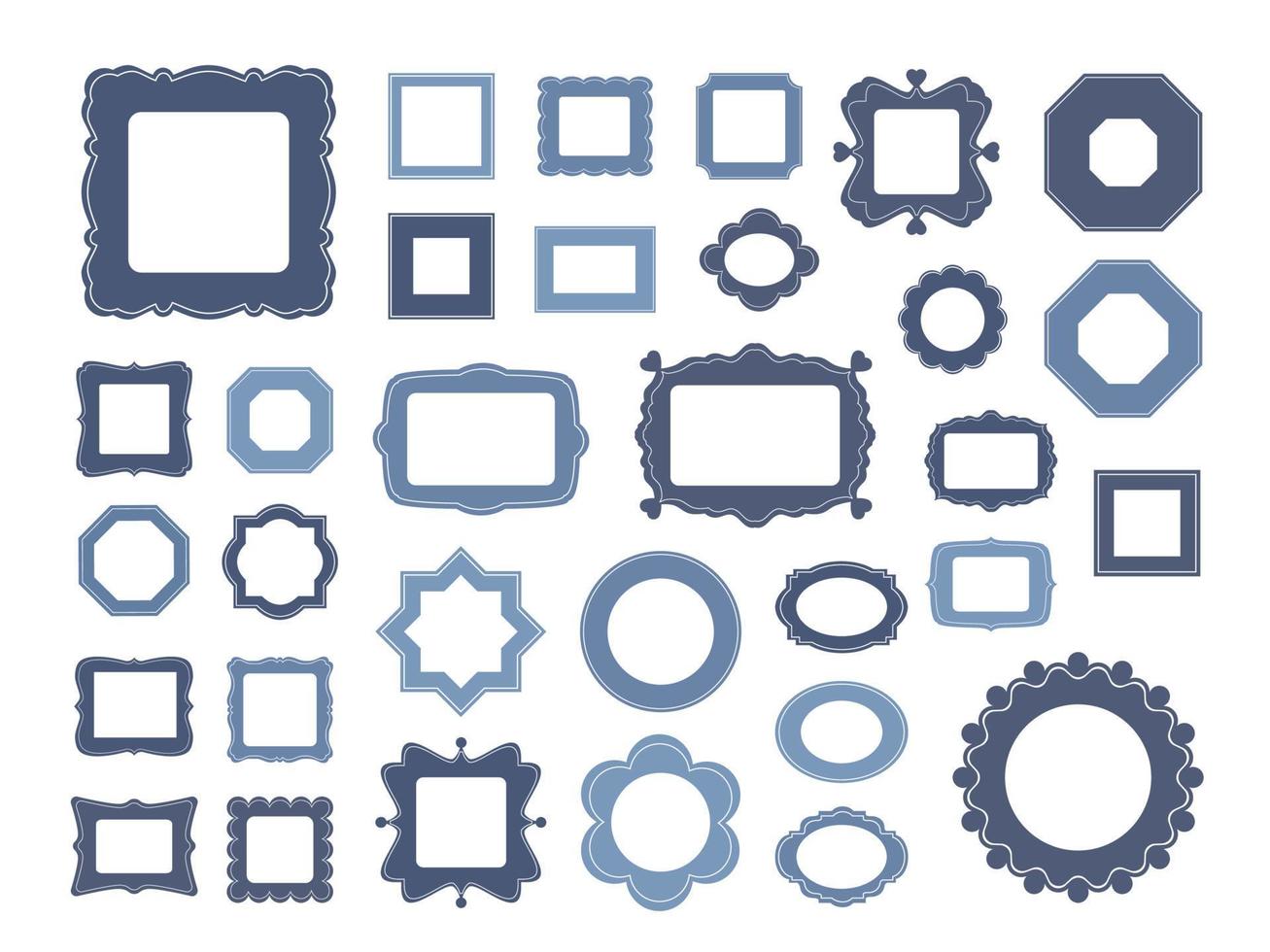 Mega set of decorative photo frames for your design organized as gallery wall. vector