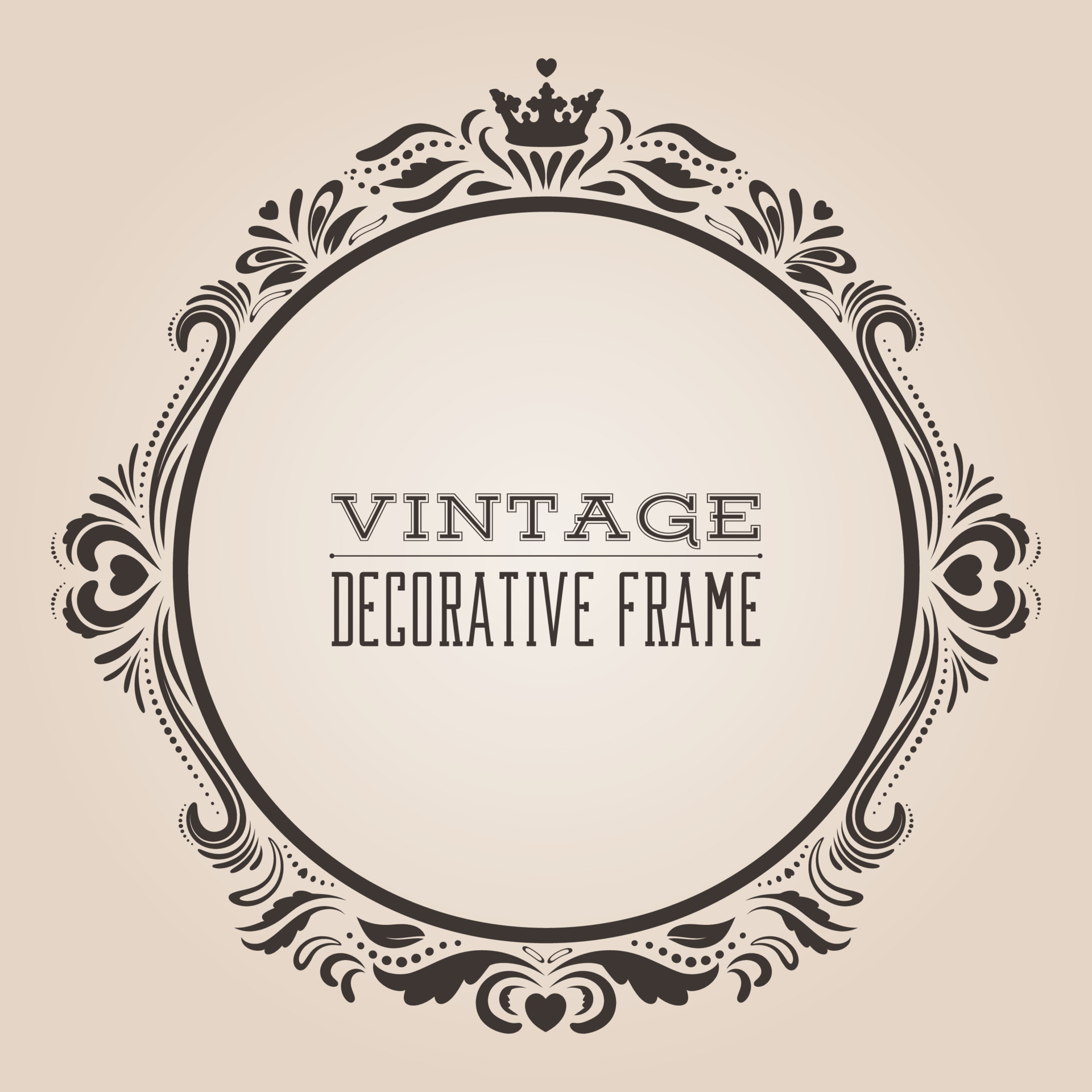 Round vintage ornate border frame, victorian and royal baroque style