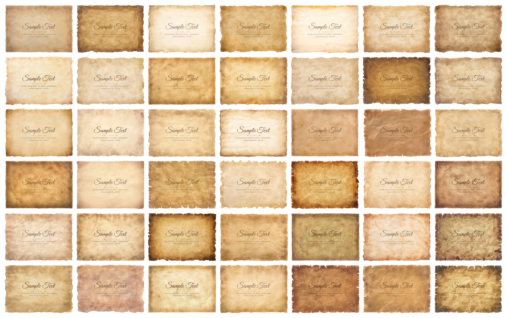 Vector Collection Set Old Parchment Paper Sheet Vintage Aged Or Texture  Isolated On White Background Stock Illustration - Download Image Now -  iStock